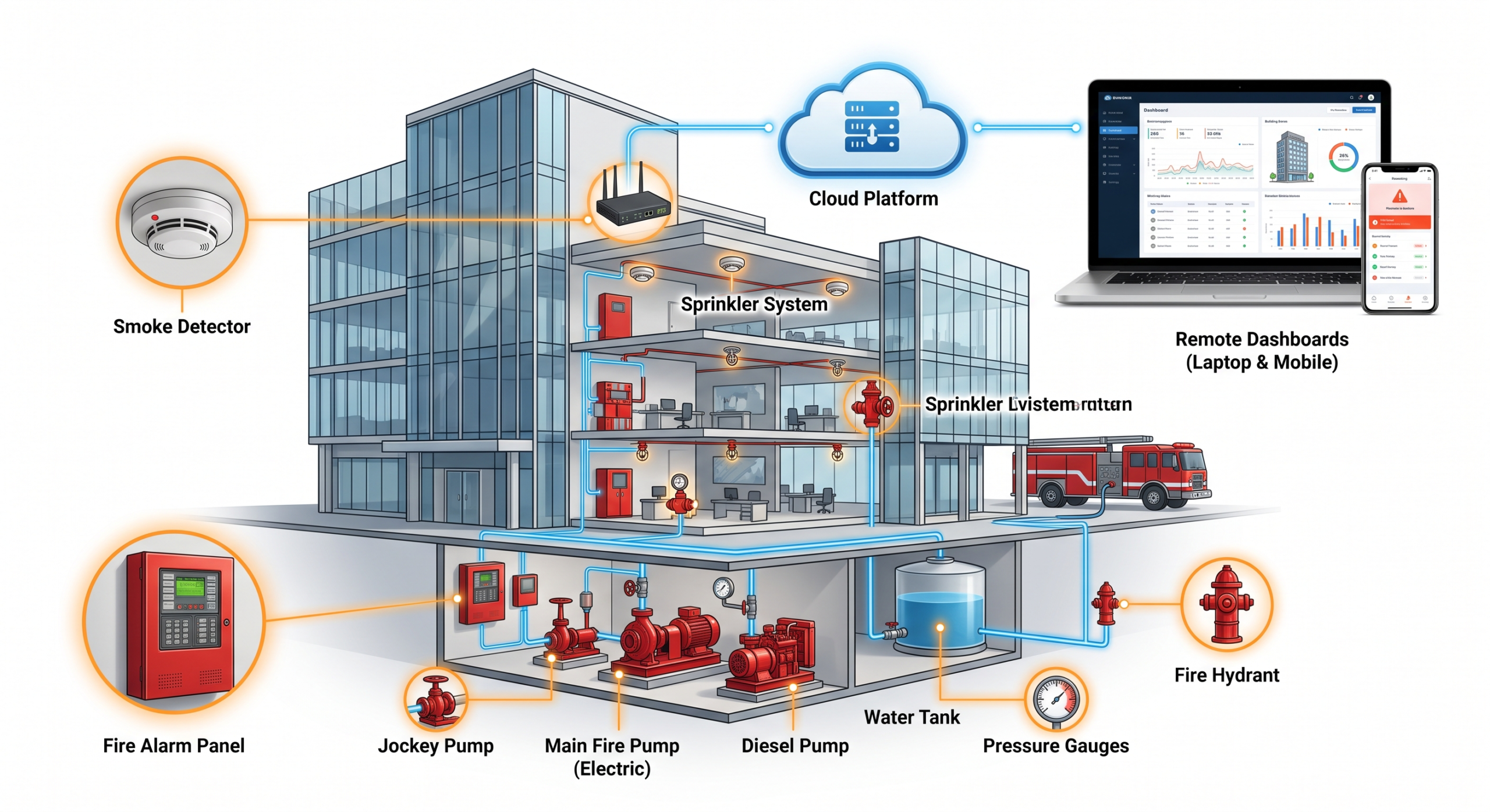 IgnisVigil IoT Based Fire Fighting System Architecture